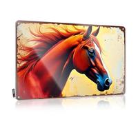 Letreros para adultos con texto en inglés "For Man Cave Dynamic Horse Portrait: colores vibrantes y melena que fluye, letrero de lata de café (20 x 30 cm)