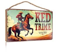 Letreros para cocina con borde rojo: una aventura del salvaje oeste, decoración retro divertida para dormitorio (20 x 30 cm)