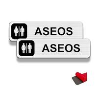 Letreros para puerta/aviso FloraVigo, 2 unidades, 19 x 5 cm, aluminio cepillado, impermeables, para interior y exterior, panel de aluminio con adhesivo (ASEOS)