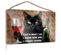 Letreros para puerta delantera para decoración del hogar, divertidos "That's What I Do I Drink Wine And I Forget Things". Letreros para colgar en la cocina y baño (20 x 30 cm)