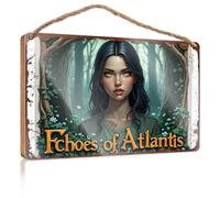 Letreros para puerta para el hogar, divertidos ecos de la Atlántida: un viaje a través del tiempo, letrero de madera para exteriores, decoración de otoño, decoración colgante para puerta (20 x 30 cm)