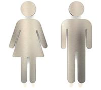 Letreros para WC - señales autoadhesivas de acero inoxidable para baños - montaje sin herramientas - rótulo de inodoro - S06