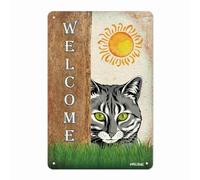 Letreros Pared Colgante Granja De Bienvenida para Gatos MAU Egipcios Divertidos Carteles Letrero Metalicos Decorativo Placa De Decoración De La Casa para Casas Particulares Club Garaje 30X20Cm