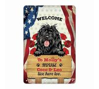 Letreros Perro De Agua Portugués Bandera Americana Girasol Perro De Bienvenida Interior Póster Metal Retro Placa De Decoración De La Casa para Hogar Baño Taller 30X20Cm
