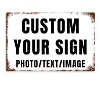 Letreros personalizados con tu propia imagen/logotipo/texto, letrero de metal estilo vintage para pared al aire libre, letrero de estaño, decoración de interiores, regalo de negocios, patio
