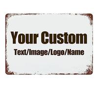 Letreros personalizados con tu propia imagen/logotipo/texto, letrero de metal estilo vintage para pared al aire libre, señales de tráfico, decoración interior, regalo de negocios y patio (horizontal,