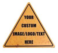 Letreros personalizados con tu propia imagen/logotipo/texto, letrero de metal estilo vintage para pared al aire libre, señales de tráfico, decoración interior, regalo de negocios y patio (triángulo de