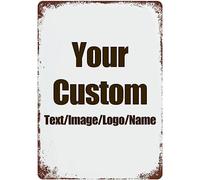 Letreros personalizados con tu propia imagen/logotipo/texto, letrero de metal estilo vintage para pared al aire libre, señales de tráfico, decoración interior, regalo de negocios, patio (vertical, 8 x