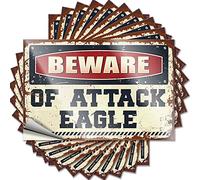 Letreros personalizados para ventana con texto en inglés "Beware of Attack Eagle", decoración de pared 3D, divertida decoración de casa, impresión clara, divertido y humorístico letrero de juego (12 x