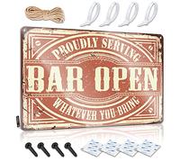 Letreros rústicos de estilo vintage con texto en inglés "Bar Open Vintage Metal Wall Art Ready To Hang For Country Bar" (30 x 40 cm)