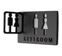 Letreros unisex para baños, Letrero acrílico for baño, combinación negra de 20x12cm, decoración de puerta de baño for hombres y mujeres