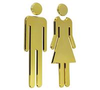 Letreros unisex para baños, Símbolo De Inodoro Acrílico, Letrero De Baño for Hombres Y Mujeres O Unisex Con Respaldo Adhesivo,Silver-12cm