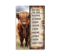 Letreros Versículo Bíblico De La Vaca De Las Tierras Altas Cristianismo Vaca Cartel Pared Letrero De Metal para Cocina Cueva Bar 20X30Cm