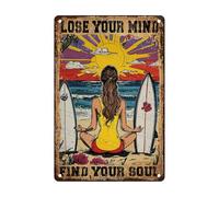 Letreros Yoga Pierde La Cabeza Encuentra Tu Alma Yoga De Alma Hippie Volver Divertidos Placas De Pared Decorativo Decoración De Lata para Cafeterías Al Aire Libre Dormitorio 30X20Cm