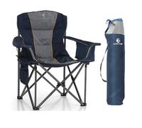 LET'S CAMP Silla de camping plegable de gran tamaño, silla de pesca plegable con soporte para bebidas, bolsa isotérmica, silla plegable de exterior de Oxford 600D hasta 200 kg