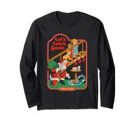 Let's Catch Santa Christmas Retro Vintage Funny Adult Humor Manga Larga
