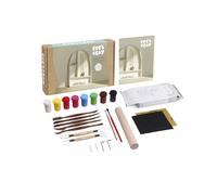 LET'S CLAY - Pottery Kit, Set de Manualidades para Adultos con Arcilla de Secado al Aire, Herramientas, Pinturas, Pinceles y Ganchos, Kit de Air Dry para hacer un Estante