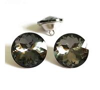 Let's Decorate 25 botones de cristal de 25 mm para sofá, decoración de cabecero, decoración de tapicería, botones de bricolaje (botón negro (ZJ))