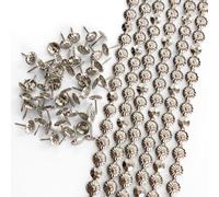 Let's Decorate Tiras de tapicería de 5 metros con flores de níquel, tiras decorativas para decoración de sofá, tachuelas para sillas de jardín interior, tachuelas sueltas a juego (flor de níquel de 11