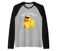 Let's Duck Yellow Rubber Duck Beach Party Summer Vacation Camiseta Manga Raglan