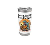 Lets Eat Kids Dinosaur Zombie Trick Treat Dinosaur English Vaso térmico de acero inoxidable de doble pared
