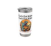 Lets Eat Kids Dinosaur Zombie Trick Treat Dinosaur English Vaso térmico de acero inoxidable de doble pared