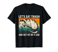 Let's Eat Trash and Get Hit by A Car Retro Vintage Opossum Camiseta