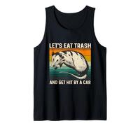 Let's Eat Trash and Get Hit by A Car Retro Vintage Opossum Camiseta sin Mangas