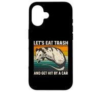Let's Eat Trash and Get Hit by A Car Retro Vintage Opossum Carcasa para iPhone 16