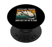 Let's Eat Trash and Get Hit by A Car Retro Vintage Opossum PopSockets PopGrip Adhesivo