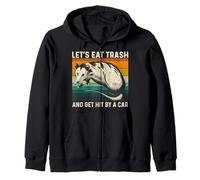 Let's Eat Trash and Get Hit by A Car Retro Vintage Opossum Sudadera con Capucha