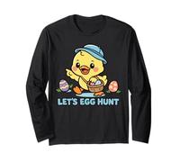 Let's Egg Hunt Kawaii Pascua Chick Cute Primavera Dibujos Animados Niños Manga Larga