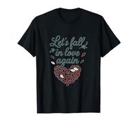 Lets Fall In Love Again Leaf Heart Gráfico Parejas Novedad Camiseta