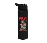 Let's Get Feral! Hiking Scout Racoon Scouting America Stainless Steel Insulated Water Bottle
