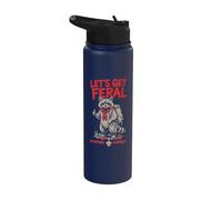 Let's Get Feral! Hiking Scout Racoon Scouting America Stainless Steel Insulated Water Bottle