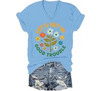 Lets Get in Good Trouble - Camiseta de justicia social para mujer y hombre, Carolina Blue-v, S