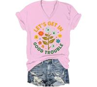 Lets Get in Good Trouble - Camiseta de justicia social para mujer y hombre, Rosa-V, S