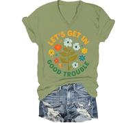 Lets Get in Good Trouble - Camiseta de justicia social para mujer y hombre, Verde-V, S