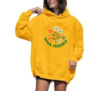 Lets Get In Good Trouble - Sudadera con capucha y estampado floral para mujer, amarillo, S