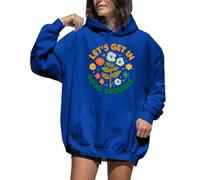 Lets Get In Good Trouble - Sudadera con capucha y estampado floral para mujer, azul real, S
