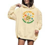 Lets Get In Good Trouble - Sudadera con capucha y estampado floral para mujer, Khika, S