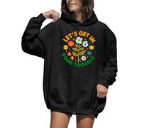 Lets Get In Good Trouble - Sudadera con capucha y estampado floral para mujer, Negro, S