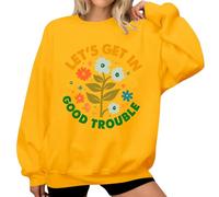 Lets Get In Good Trouble - Sudadera con estampado floral para mujer, amarillo, S