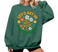 Lets Get In Good Trouble - Sudadera con estampado floral para mujer, verde, S