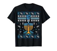 Let's Get Lit Menorah Feo Navidad Feliz Hanukkah Camiseta