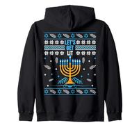 Let's Get Lit Menorah Feo Navidad Feliz Hanukkah Sudadera con Capucha