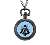 Let's Get LIT - Reloj de bolsillo vintage con colgante de aleación de árbol de Navidad, collar de regalo para hombres y mujeres, Estilo negro, talla única