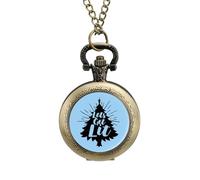 Let's Get LIT - Reloj de bolsillo vintage con colgante de aleación de árbol de Navidad, collar de regalo para hombres y mujeres, Estilo cobre, talla única