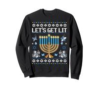 Lets Get Lit Ugly Sweater Hanukkah Janucá Menorá judía Sudadera