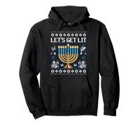 Lets Get Lit Ugly Sweater Hanukkah Janucá Menorá judía Sudadera con Capucha